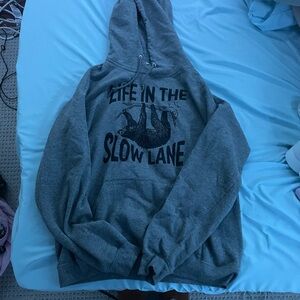 Gray Hoodie with Sloth Graphic